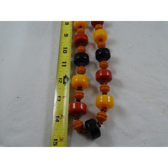 Vintage Hong Kong Graduated Beaded Necklace Chunky Statement Butterscotch Amber - Picture 7 of 7